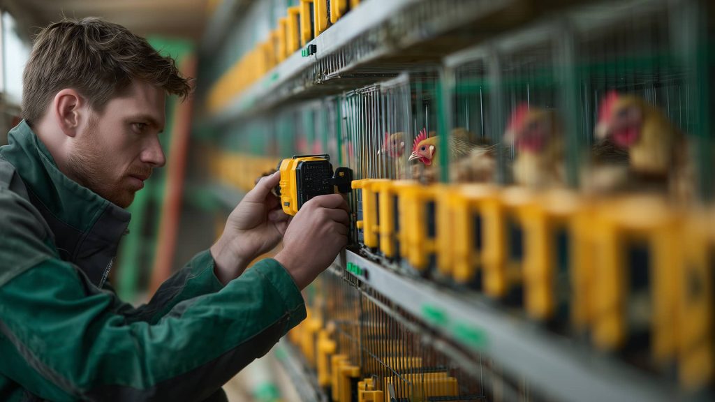 Agroplux technieker die een installatie calibreert